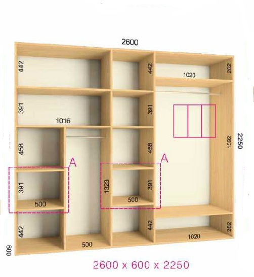 Шкафы-купе 260*60*225 Феникс люкс